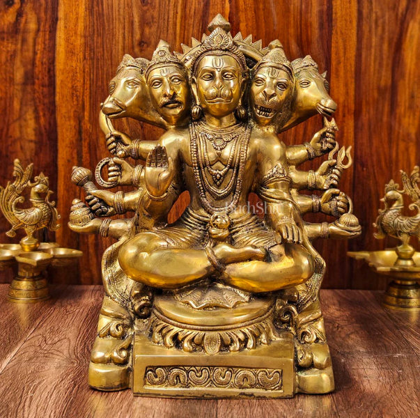 Five-Headed Hanuman Brass Murti — Strength, Protection & Inner Clarity